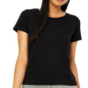 MAX Women Drop-Shoulder Sleeves Raw Edge T-shirt
